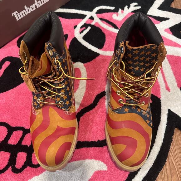 Timberland 6" Boot Supreme Stars & Stripes Wheat - Size 11.5 - Like New - Picture 2 of 16